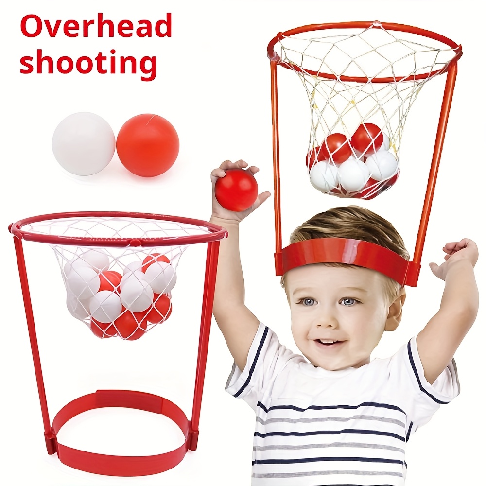 headband basketball party game suitable for parent   competition adjustable basketball net headband 20 random color balls two person game   active atmosphere competitive game supplies perfectly active atmosphere props indoor