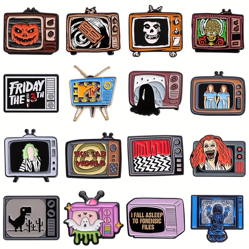 TEMU 16pcs Creative Anime, Movies, Tv Shows, Halloween Metal Brooches, Clothing Accessories, Versatile Medals And Badges