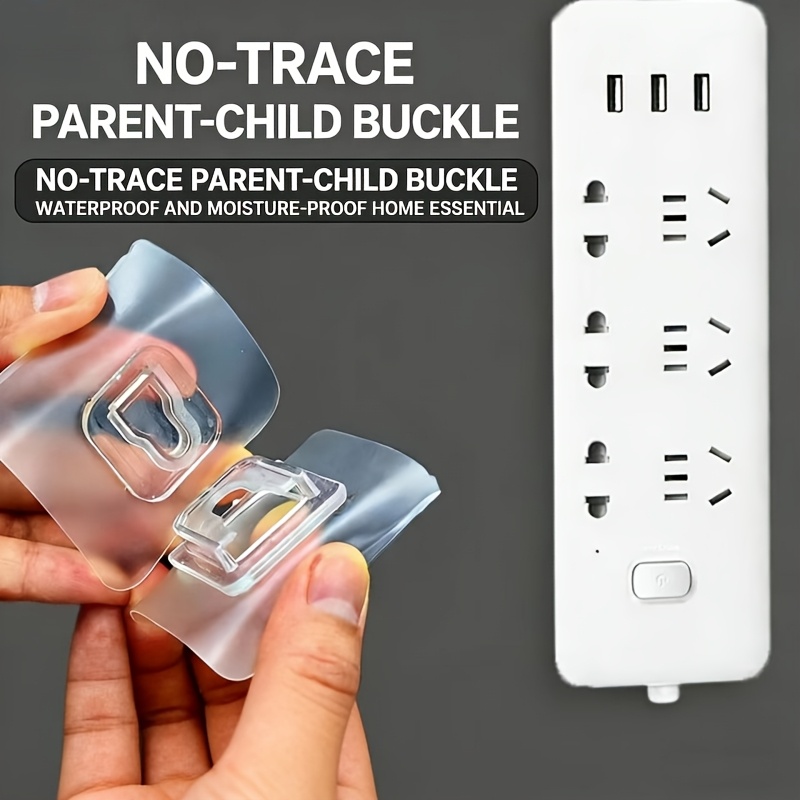 14pcs set no drilling self   strong sticky hook transparent invisible nail   mount fastener tape for photo frame power strip router organizer home office storage utility hooks Product details 1