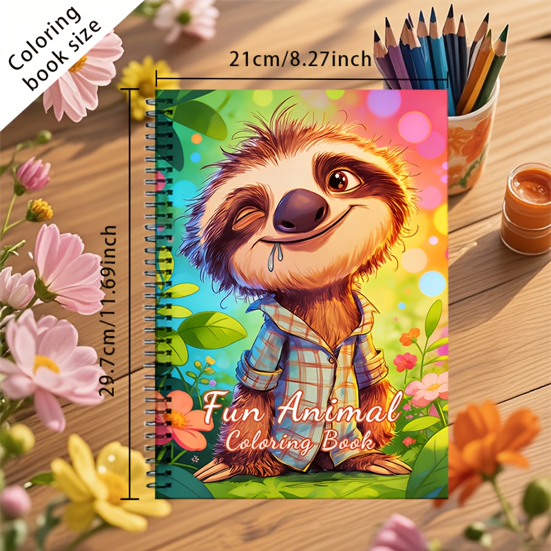 Image of A Whimsical Animal Coloring Book For Adults, Featuring 20 Pages Of Line Drawings For Relaxation And Relax. -drawn Illustrations And Adorable Artistic Coloring Pages, Spiral Binding, For .