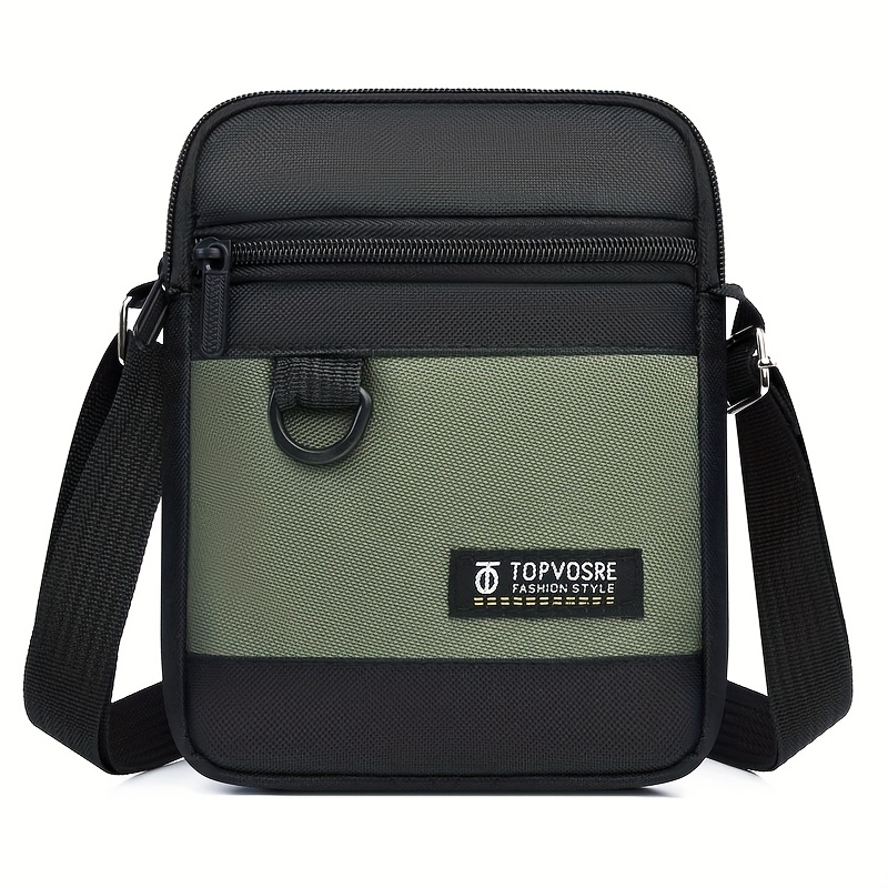 TEMU Bolso de para hombre, con bloques de color, tela de nailon de calidad resistente al , para uso cruzado o de , estilo de negocios minimalista,