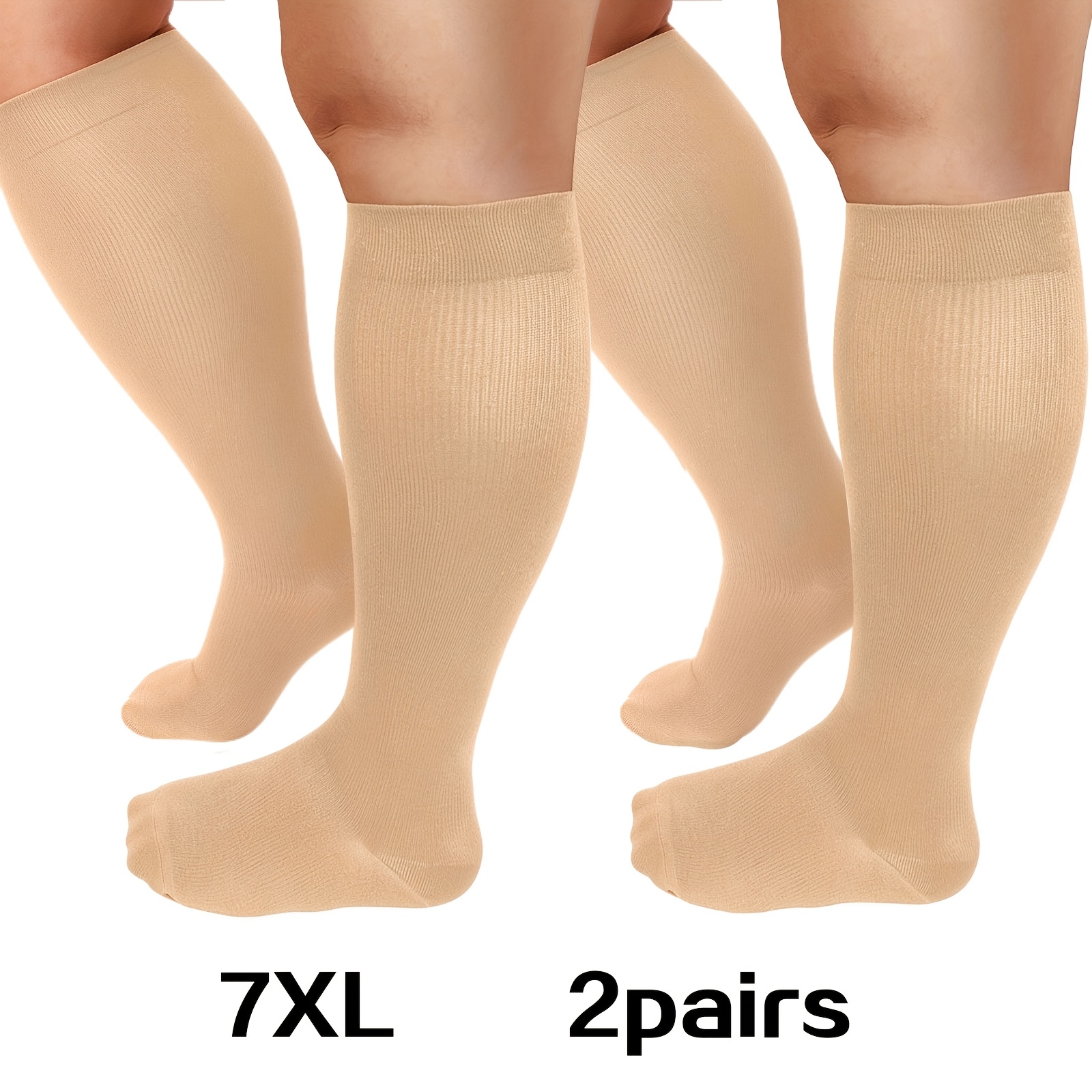 TEMU 2 Calze a Compressione Taglie in S羅, 2XL-7XL, Elevata Elasticit� e Traspirabilit�, Vestibilit� Aderente, Adatte per Sport, , Fitness, Supporto