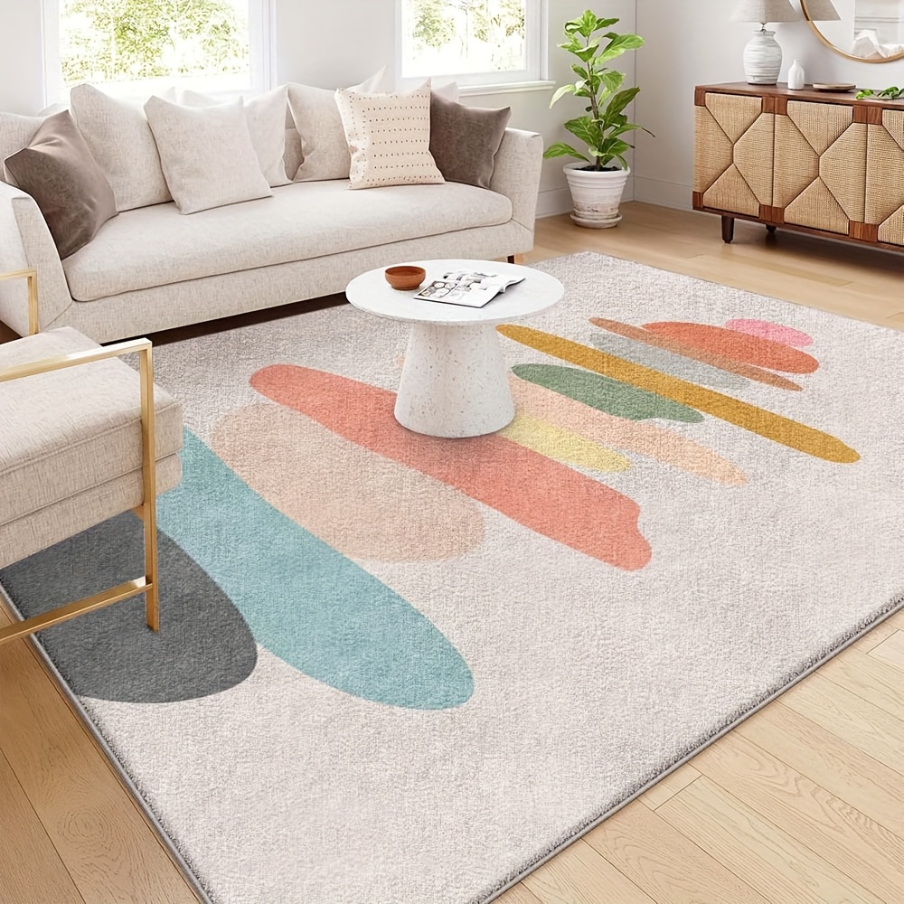 TEMU Velvet/852g/m² Velvet Entrance Vintage Floral Playroom Casual Thick Cuttable Non-slip Outdoor Modern Cuttable Non-slip Rug, Striped Design,