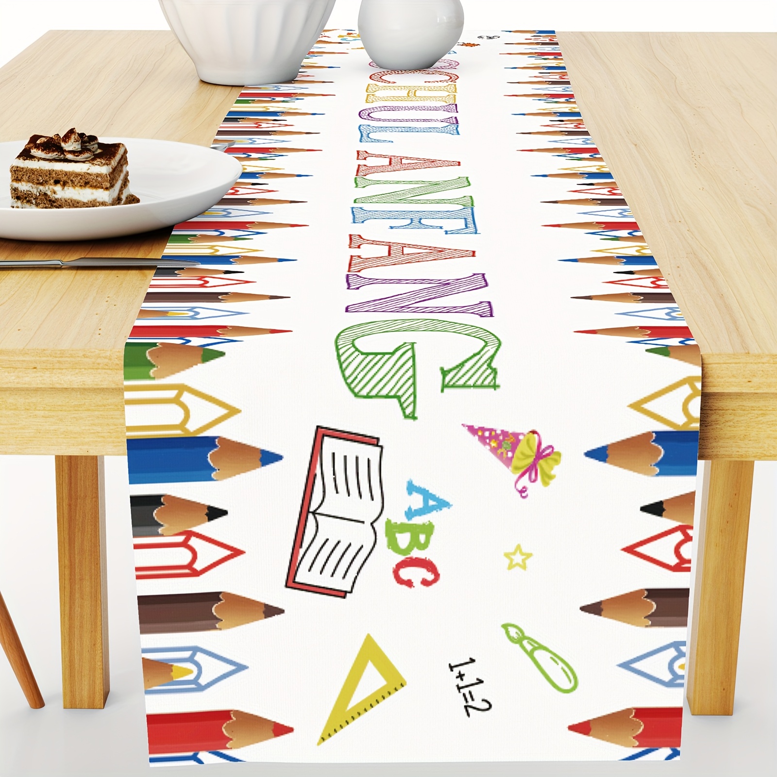 Image of 1pc Of Table Decoration For Day Of School, Decoration Table Flag, School On Day Of School, Party Decoration 200 X 50cm, Very Suitable For Day Of School And Day Of School Gatherings