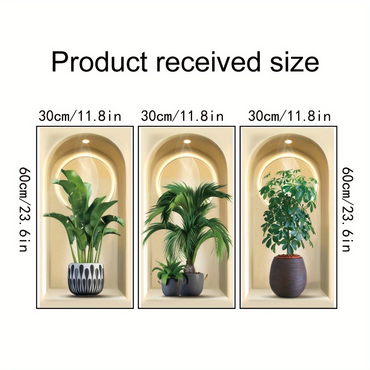 TEMU 3-pack Pvc -adhesive 3d Potted Plants Wall Decals, Wall Stickers For Diy Room Décor, Removable Home Decoration For Entryway And Room Without Electricity Use