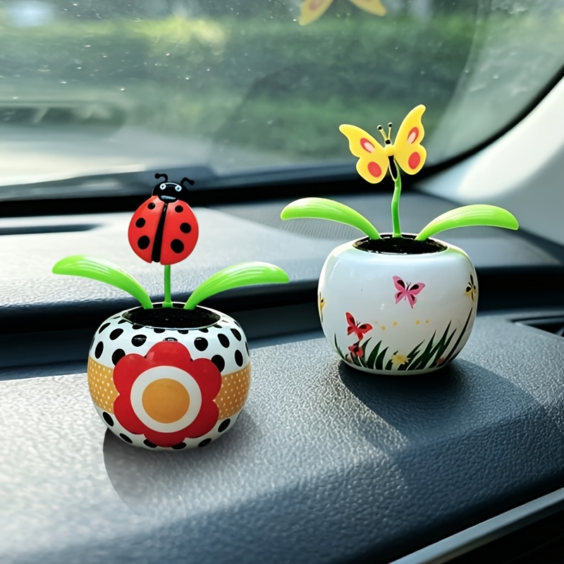 TEMU 2pcs Flower Swaying Car Ornaments, Cute Sunflower Nodding Car Decoration, Holiday, Birthday, Valentine's Day, Christmas, New Year's Day Gift