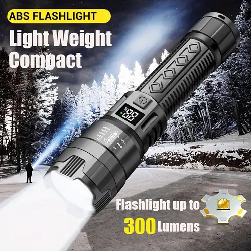 1 2pcs portable flashlights ip65 with display long usb charging a of lighting suitable for home outdoor camping fishing and
