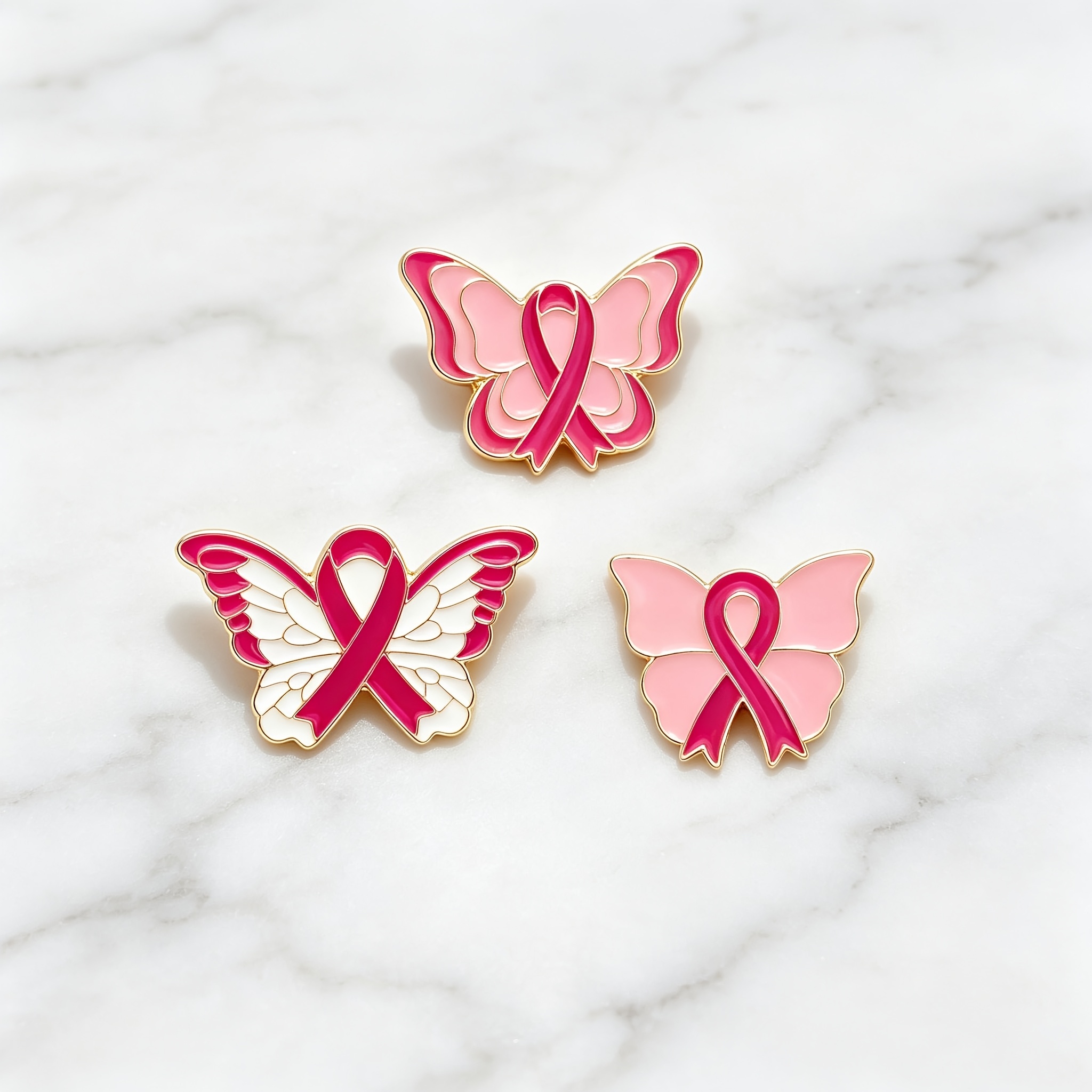 TEMU Lot de 3 insignes MERRYSMILE plaqués de papillon et de ruban, adaptés aux manteaux, vestes et sacs en tissu - Sensibilisation au du sein,