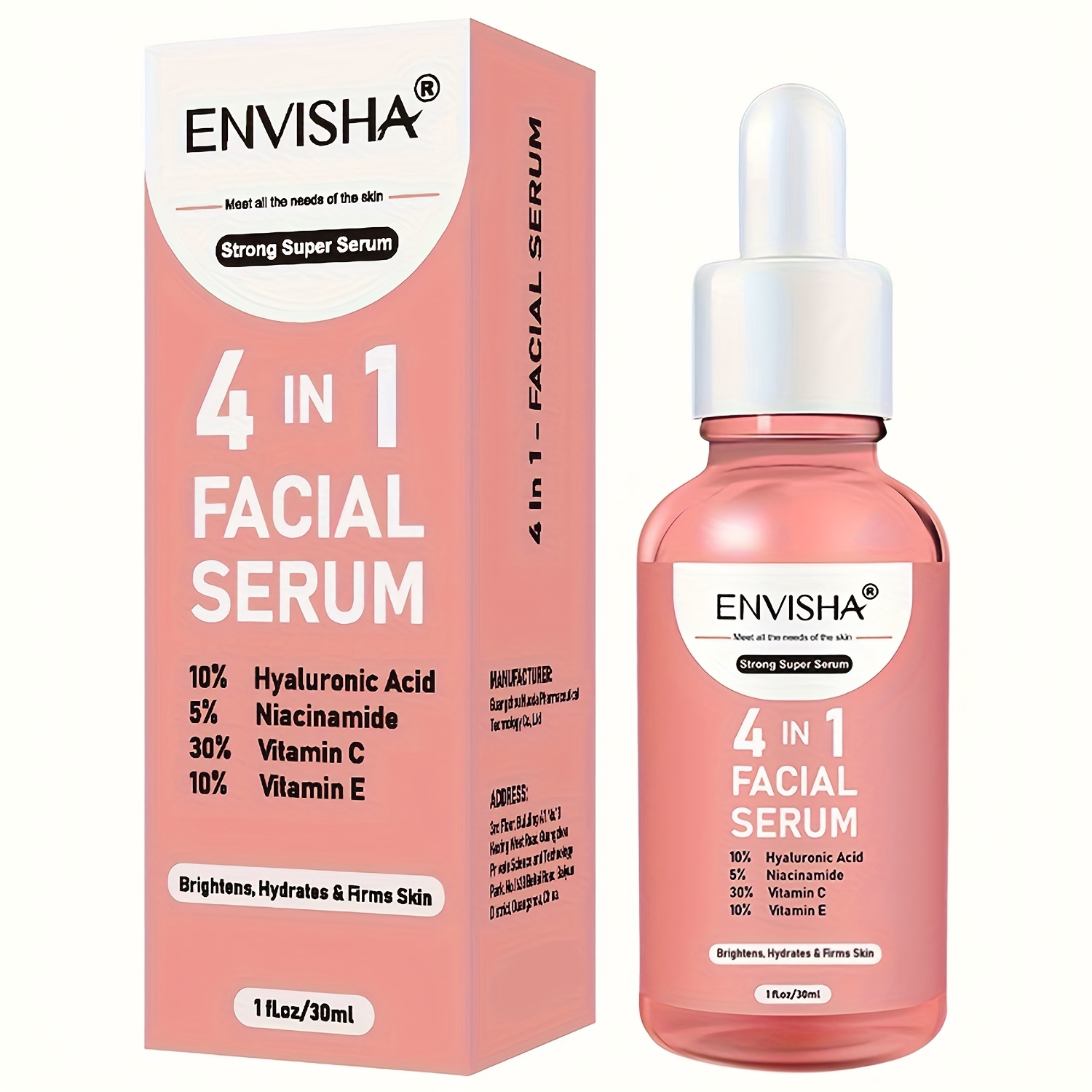 TEMU Facial Serum - With Hyaluronic Acid, Niacinamide, Vitamins C And E For Types