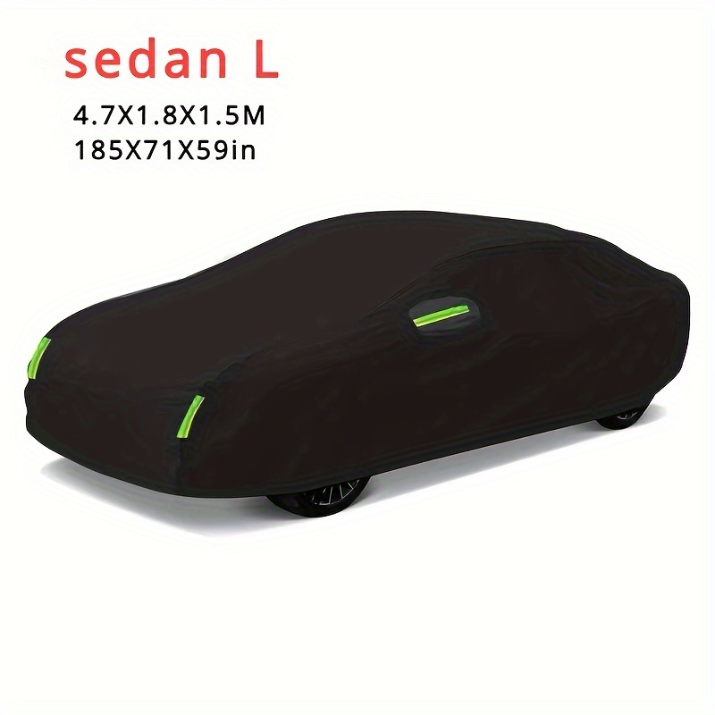 TEMU Car Cover Full Exterior Black Auto Cover Sunshade Windproof Uv Protection Dustproof With Reflective Strips Universal For Benz For For Vw For For