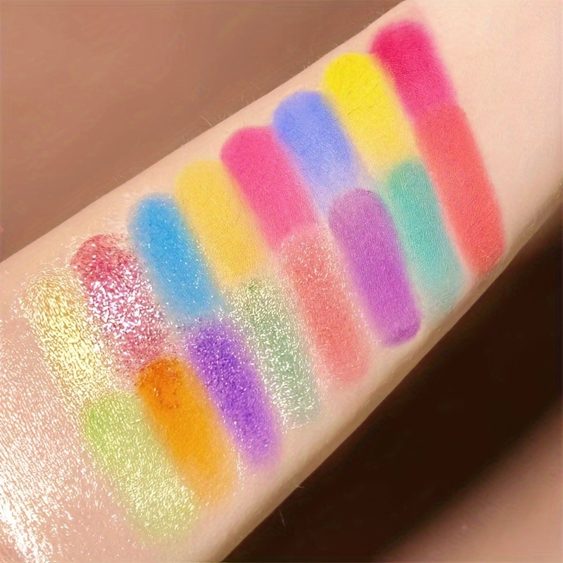 30 color rainbow candy eyeshadow neon multicolor stage makeup artist eyeshadow palette with pearlescent matte and shimmering glitter finish for cosplay makeup for music festival details 5