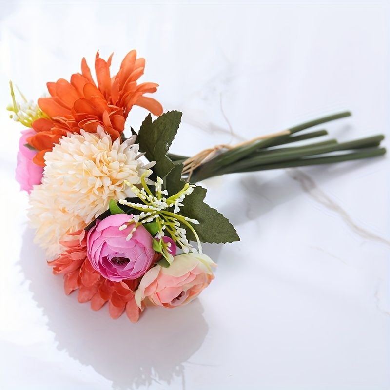Image of 6pcs/bouquet, Artificial Chrysanthemum Bouquet, Bouquet, Bridal Bouquet, Fake Flower Bouquet, Mother's Day Bouquet, Tabletop Decor, Wedding Decor, Room Decor