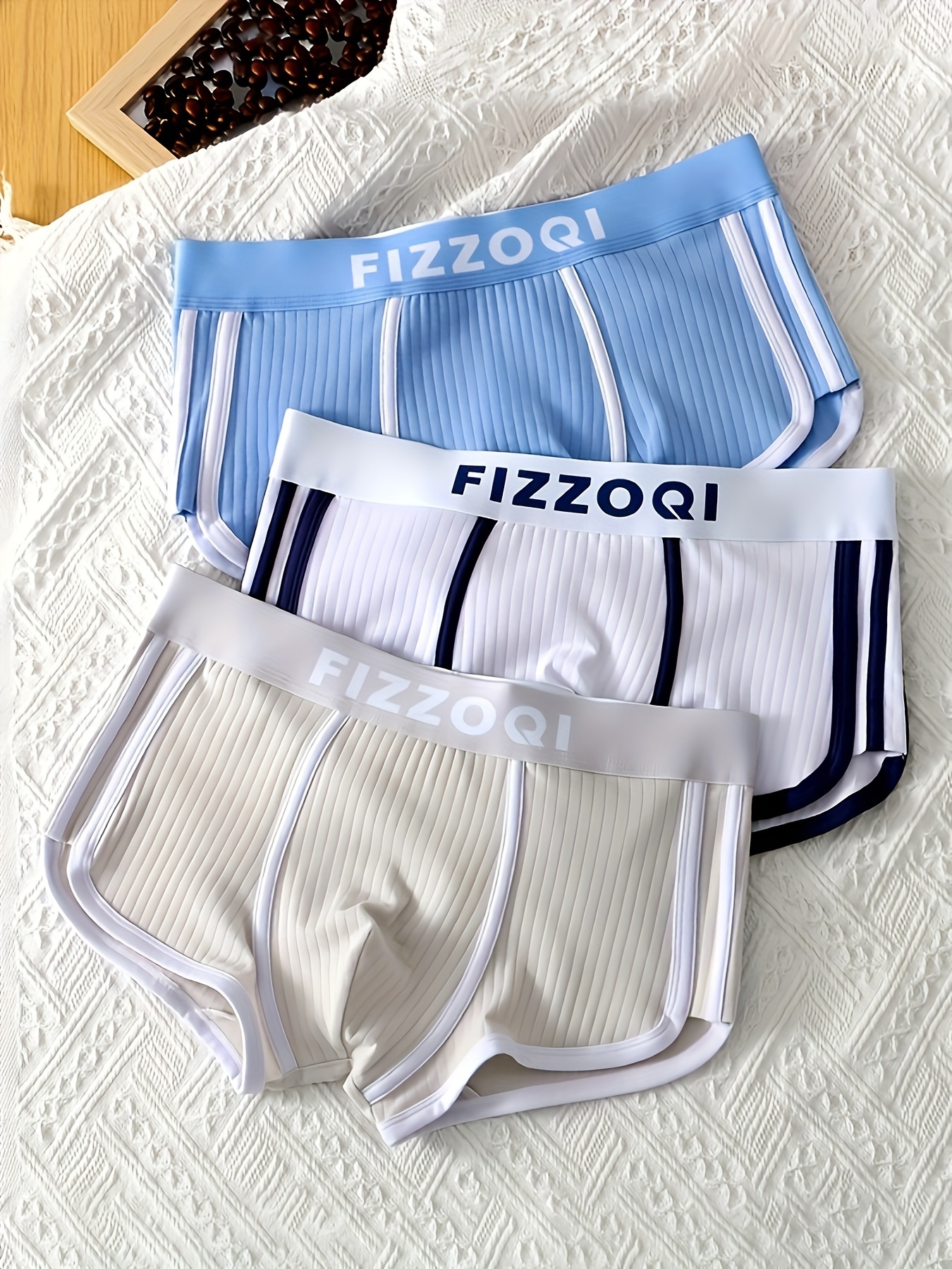 3pcs mens cotton striped underwear casual boxer briefs shorts breathable comfy stretchy boxer trunks sports shorts 0