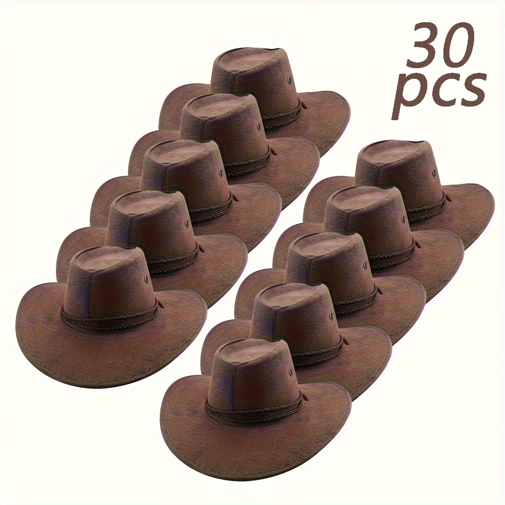 TEMU 30pcs Of Men's Vintage Denim Hats, Solid Color Wide-brim Breathable Hats, Lightweight And Durable, Suitable For Outdoor Activities, Festivals,