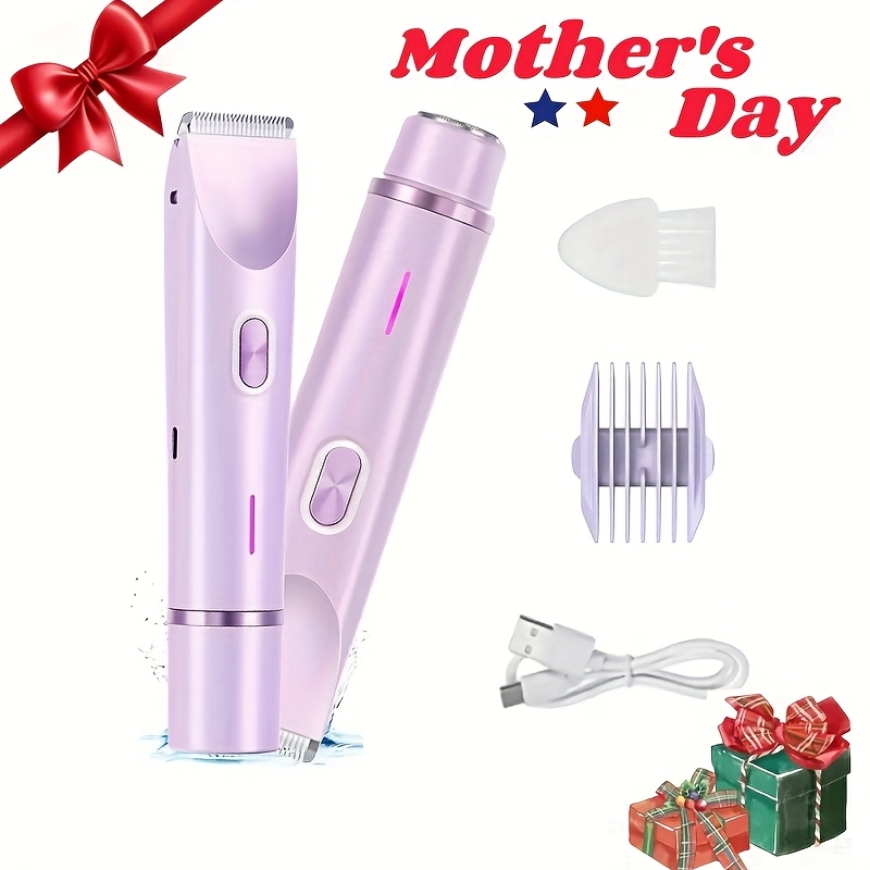 2-In-1 Dual-Head Electric Bikini Trimmer And Shaver for Women - Portable Rechargeable, Limit Comb, Gentle And Smooth, Women'S Razor, Rechargeable Lithium Battery | Multipurpose Bikini Razor And Face Shaver | Body, Arms, Thighs | Best Gift for Women