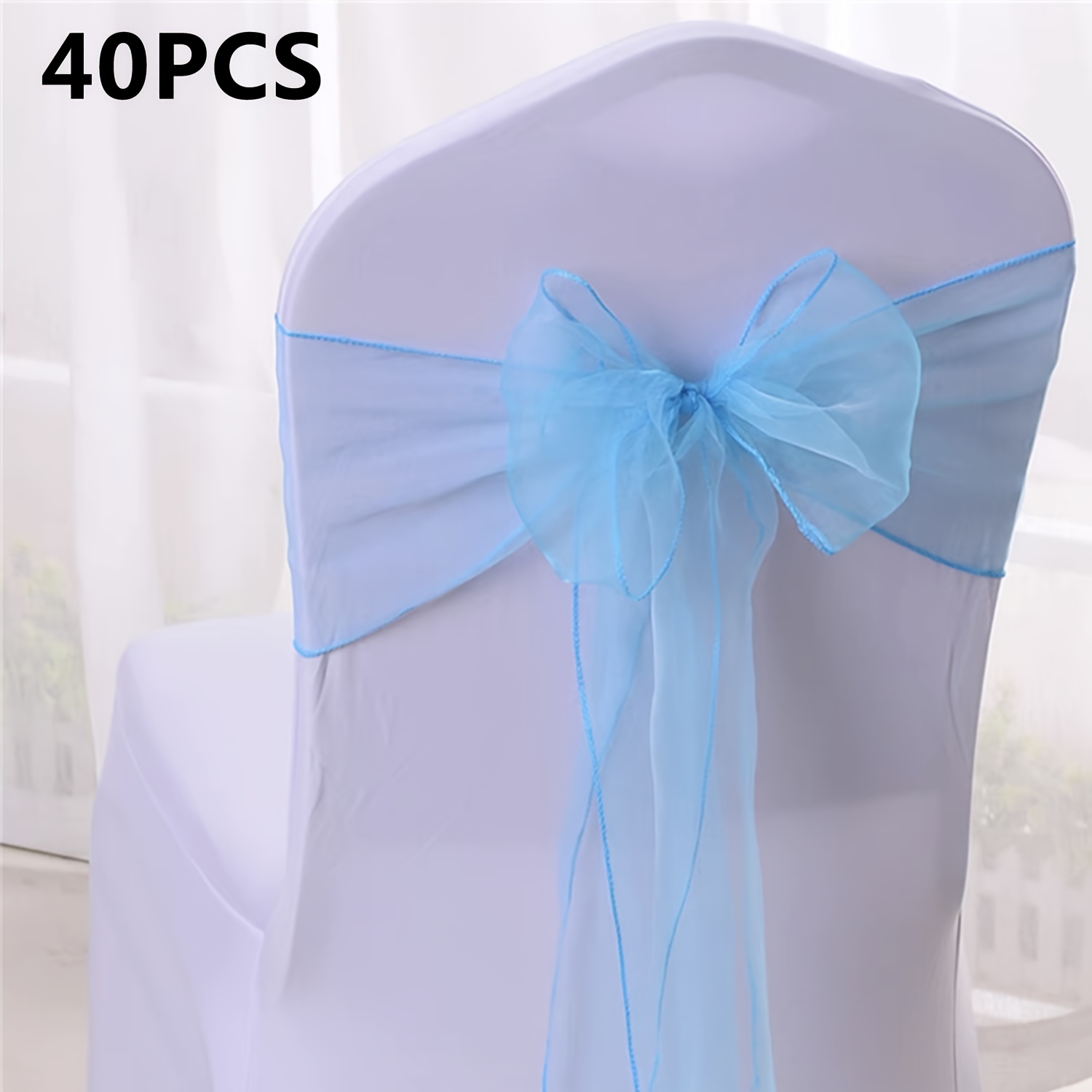 TEMU 40pcs, Bow Ribbons, Streamers Ties, Ties, Chair Cover Decorative Ribbons, Chair Cover Trim, Chair Back Tulle, Suitable For Wedding Banquets,