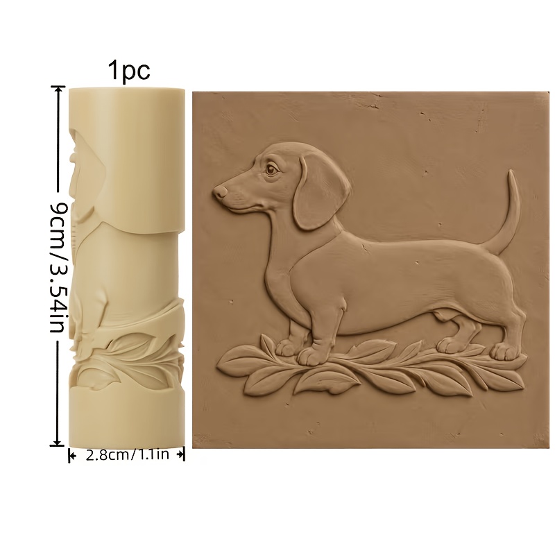 TEMU 1 stuks Worst Hond Textuur Roller | Polymeer Klei Embossing Tool, Duurzame Handgemaakte Klei Mal, Perfect voor het Maken van Onderzetters, Klei