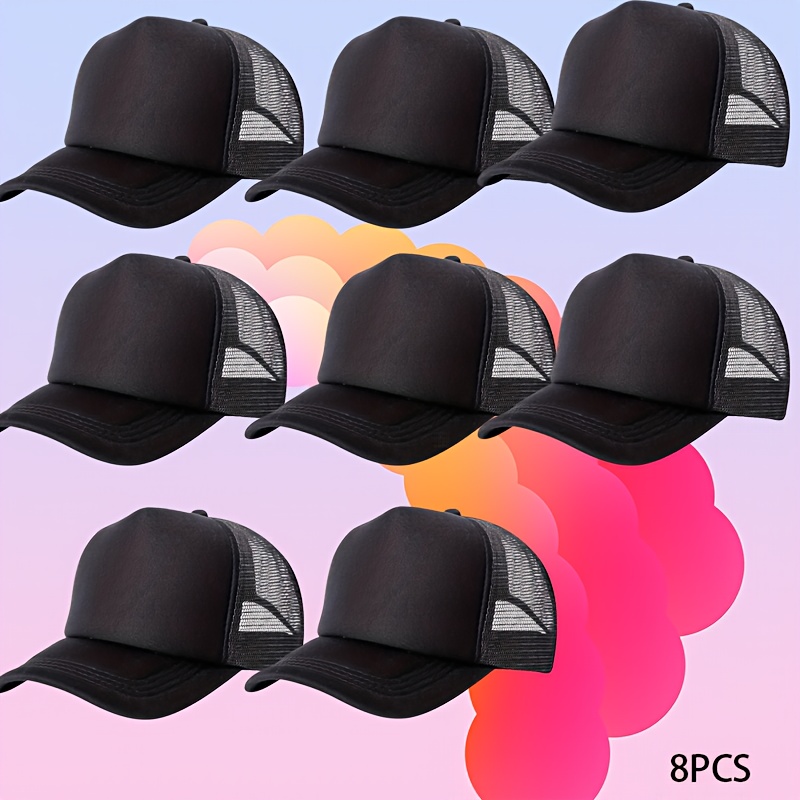 TEMU 8pcs Pack Personalized Custom Pattern Photo Printed Mesh Baseball Hat, Fashion New Suitable For Men And Women Travel Sports Riding Hiking