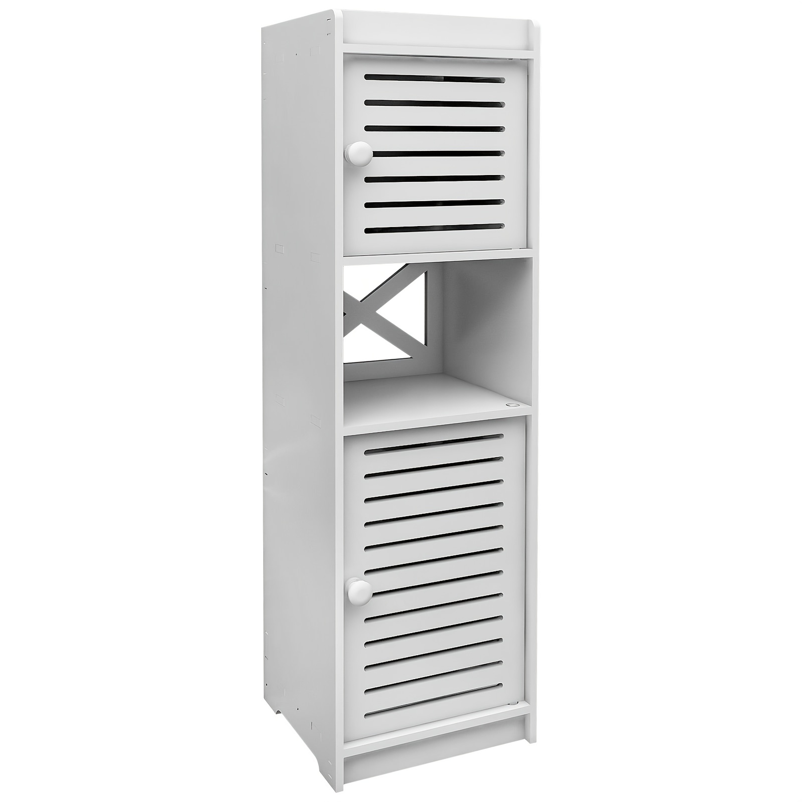 Bathroom Vanity With Doors And Shelves, Modern Vanity, 75 X 22 X 20 Cm, White, Suitable For Bathrooms, Living Rooms, Or