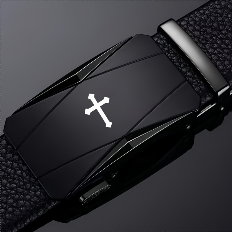 Men' Leather Belt With Alloy Automatic - Stylish Design, Suits And Casual Pants, Everyday | Modern Waist Accessory| Durable Leatherett