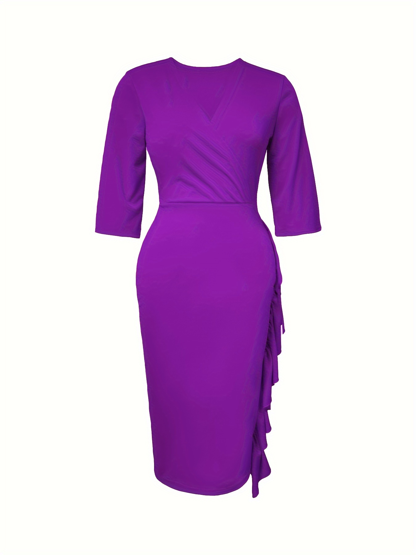 Ladies' Fashion Elegant V-Neck Ruffle Trim Cute Ribbon Dress + Zhou Dongzhi Elegant Direction