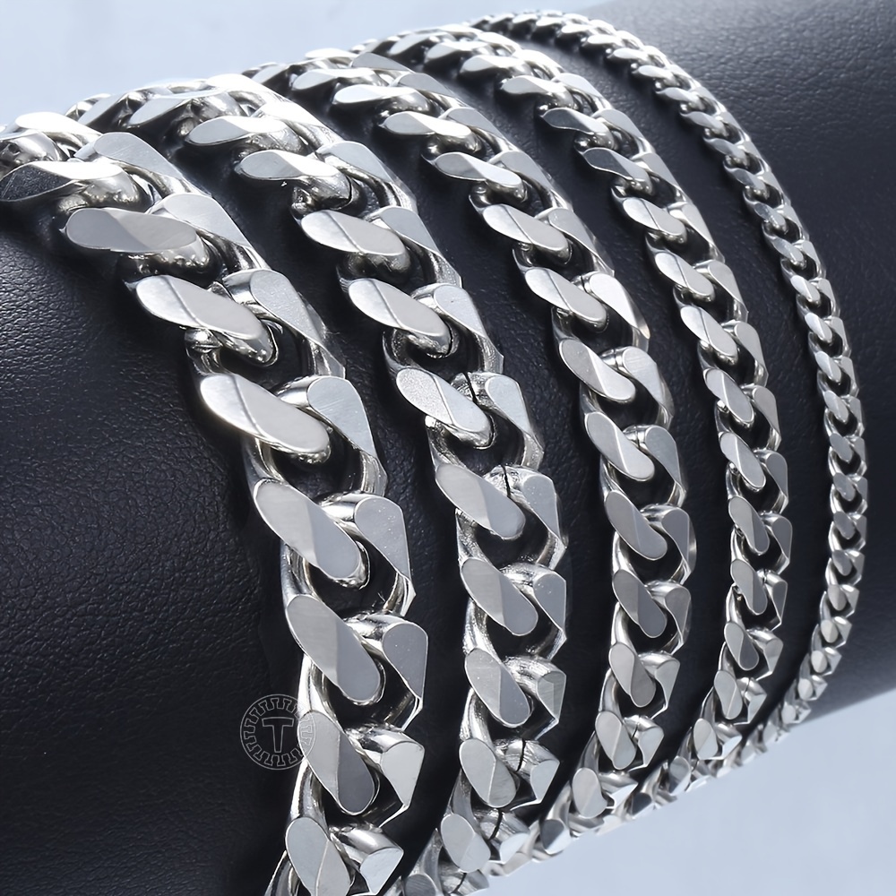 

3/5/7/9/11mm Bracelet For Men Women Curb Cuban Link Chain Stainless Steel Mens Womens Silvery Bracelets Chains Fashion Jewelrygifts