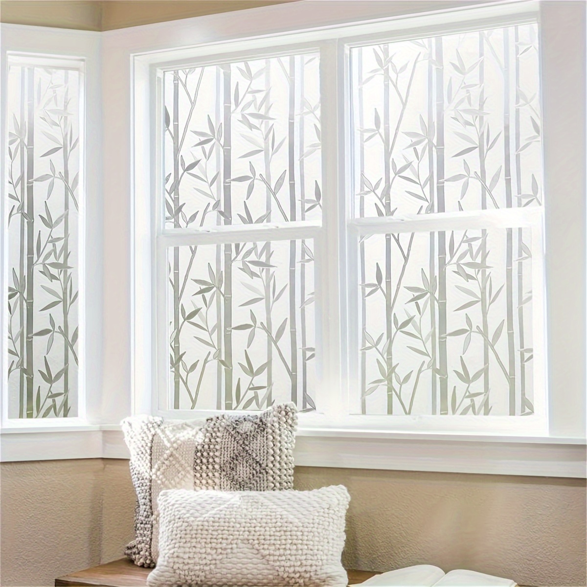 TEMU 1 Roll Static Adhesive-free Glass Sticker Bamboo Glass Sticker Static Adsorption Decorative Art 24 Static Pvc