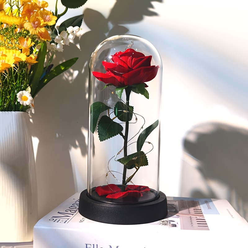 Image of 1pc Perfect Gift For Women With A Red Rose Luminous Plastic Cover, Home Decoration, 's Day, Christmas, New Year's Day, Mother's Day, Birthday, Anniversary And Wedding!