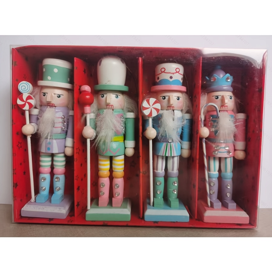 TEMU 12.5cm Nutcracker Soldier Puppet 4pcs Set Garland Ornaments Merry Christmas Decorations Holiday Gift Pendant