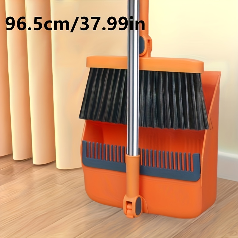 TEMU 2pcs/set Handle Broom And Dustpan Set For Home, Portable Broom Set, Sweeping Kitchen Wood Floor Pet Hair, Cleaning Supplies For Indoor
