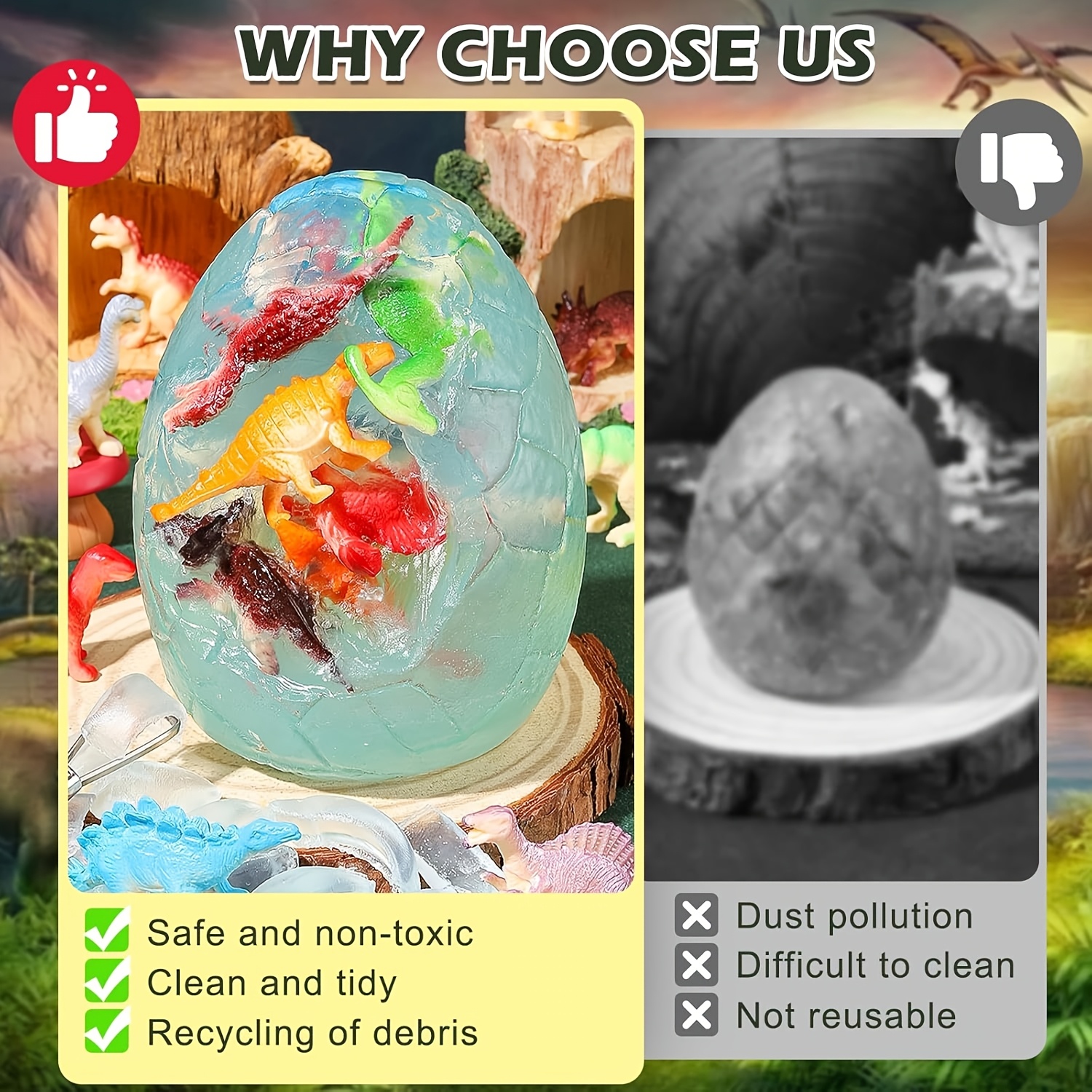 Dinosaur Fossil Digging Kit For Kids, Dinosaur Eggs Excavation Dig Kit With 12 Dino Figures, Dinosaur Toys For Kids 5-7 8-12, Science Experiments Kits Birthday Christmas Easter Gift For Boys & Girls