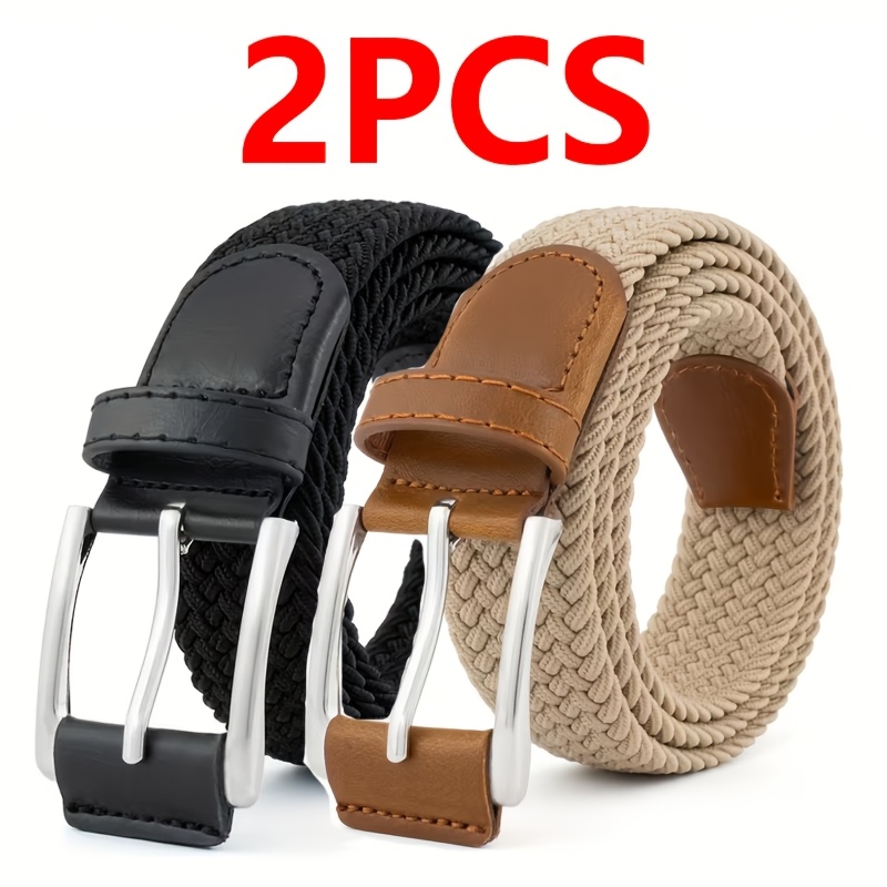 TEMU 2pcs Casual, Breathable Outdoor Canvas Belt With Alloy , Retro Braided Belt - For - Suitable For Casual Wear & Outdoor Activities - Perfect Gift