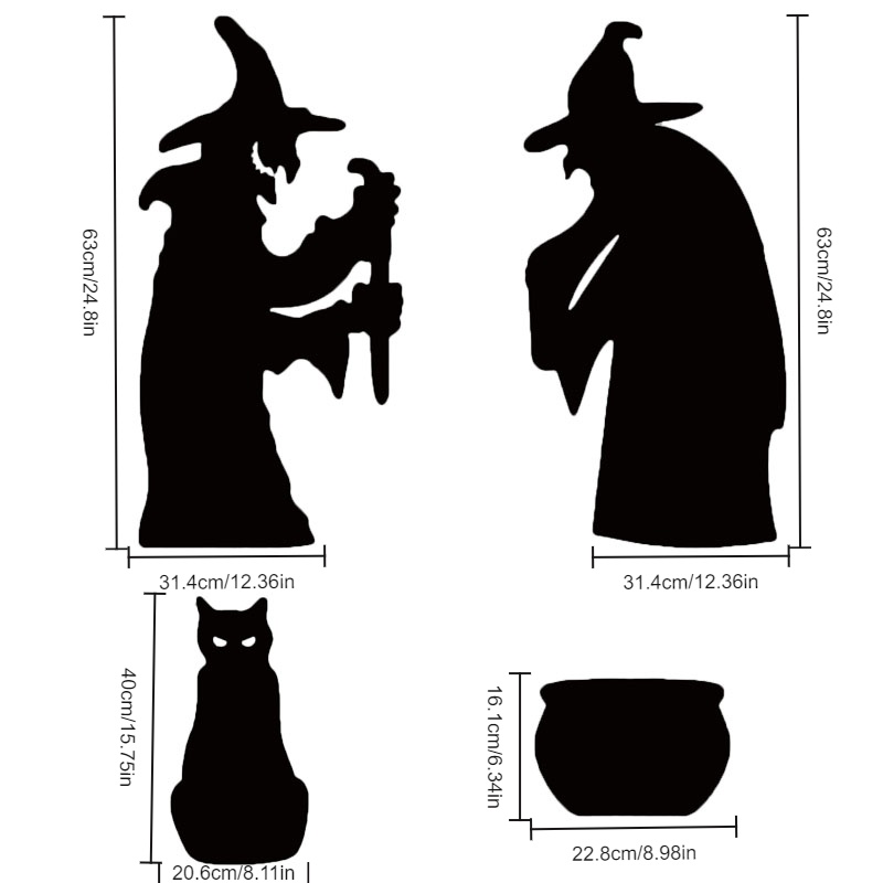 Image of 4pcs Set (black 2 +crucible) Halloween Decoration, Halloween Decoration Outdoor Courtyard Logo, Terrifying Silhouette Silhouette In The Dark, Courtyard Lawn Garden Halloween Outdoor Party Decoration