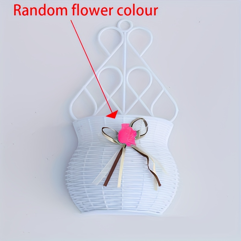 1pc [artificial Flower Pot With Basket] Plastic Wall Hanging Planter, Artificial Flower Pot With Basket Holder, Indoor & Outdoor Balcony Garden Home Decor, Multiple Components Included, Random