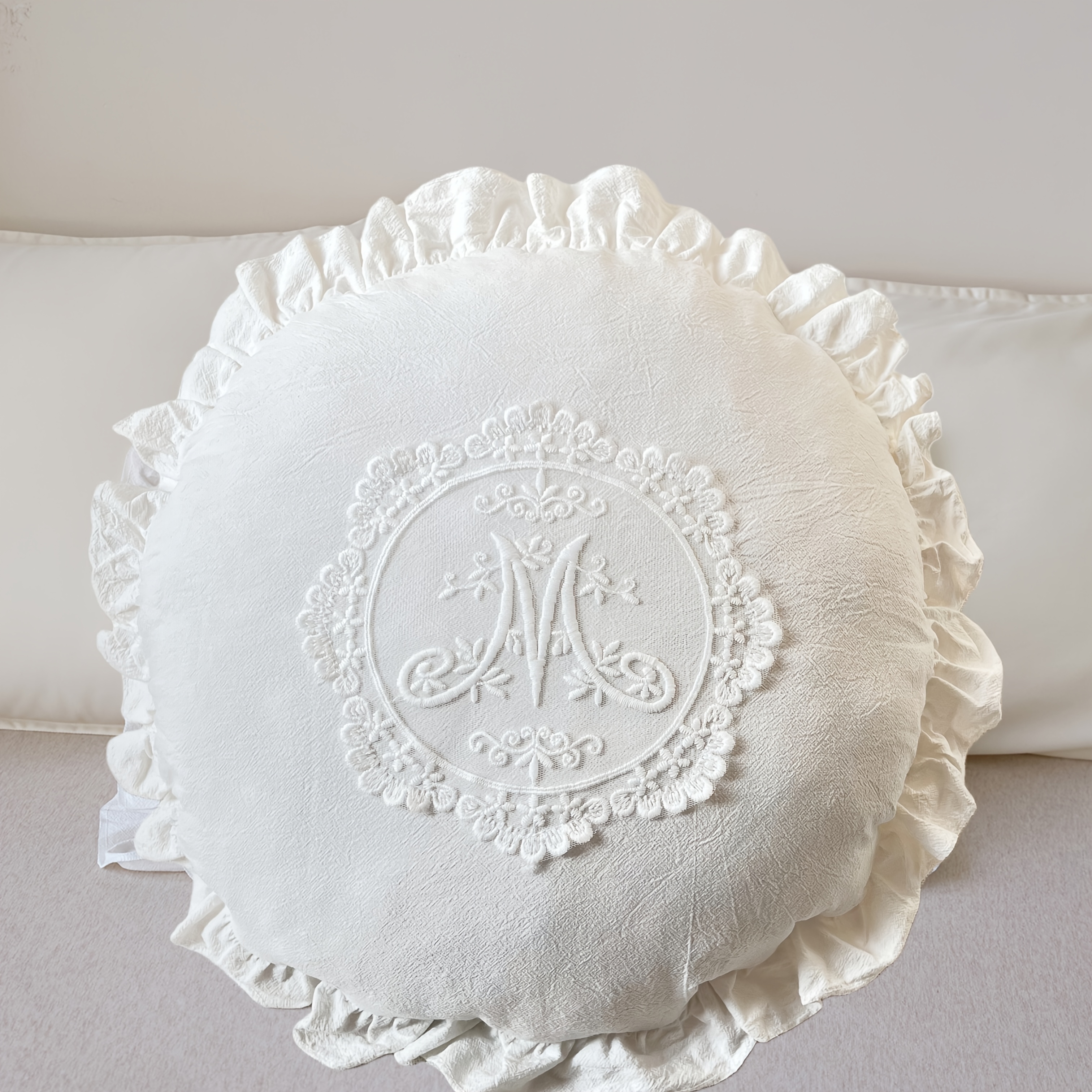 Image of Bohemian Lace Throw Pillow Covers, Floral Embroidered Decorative Pillow Shams With Zipper For Sofa & Bed | Farmhouse Wedding Decor, Romantic Boho Accent - & Valentine's Day Gift