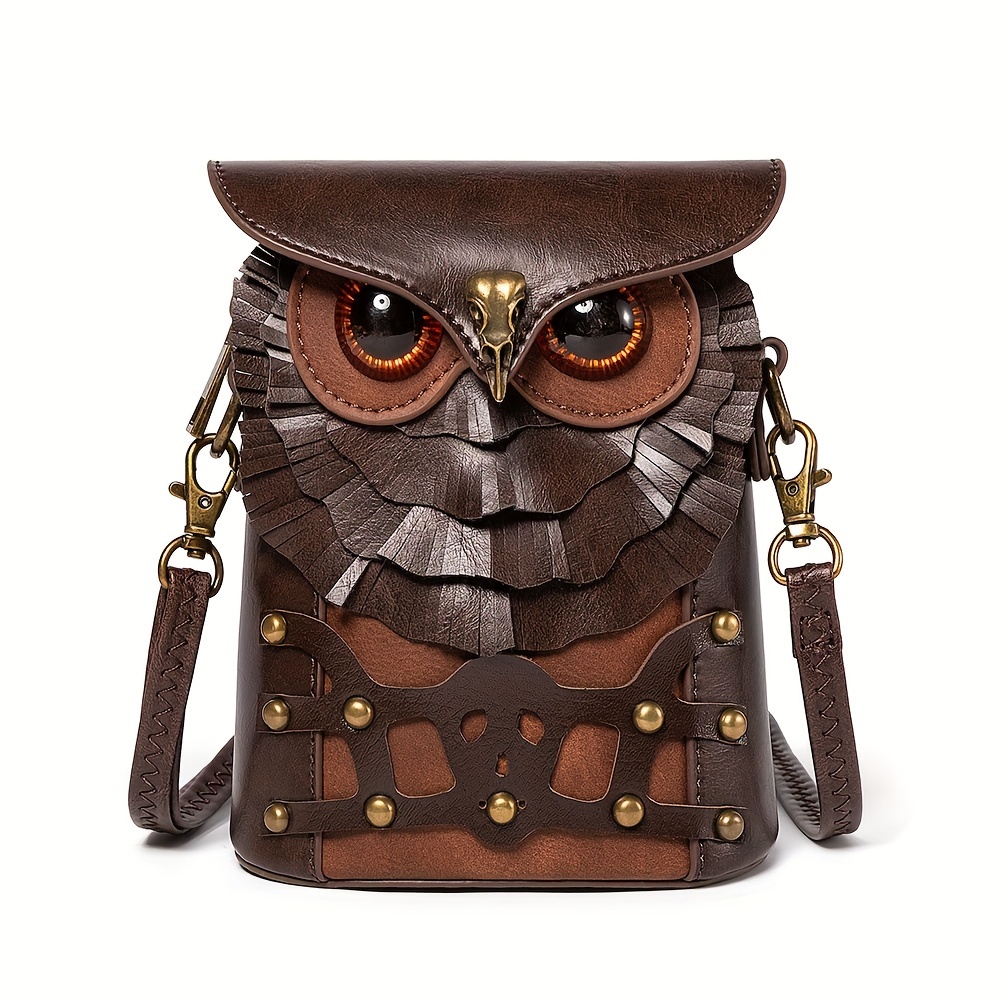 

Medieval Pu Leather Shoulder Bag, Medieval Steampunk Owl Satchel Bag