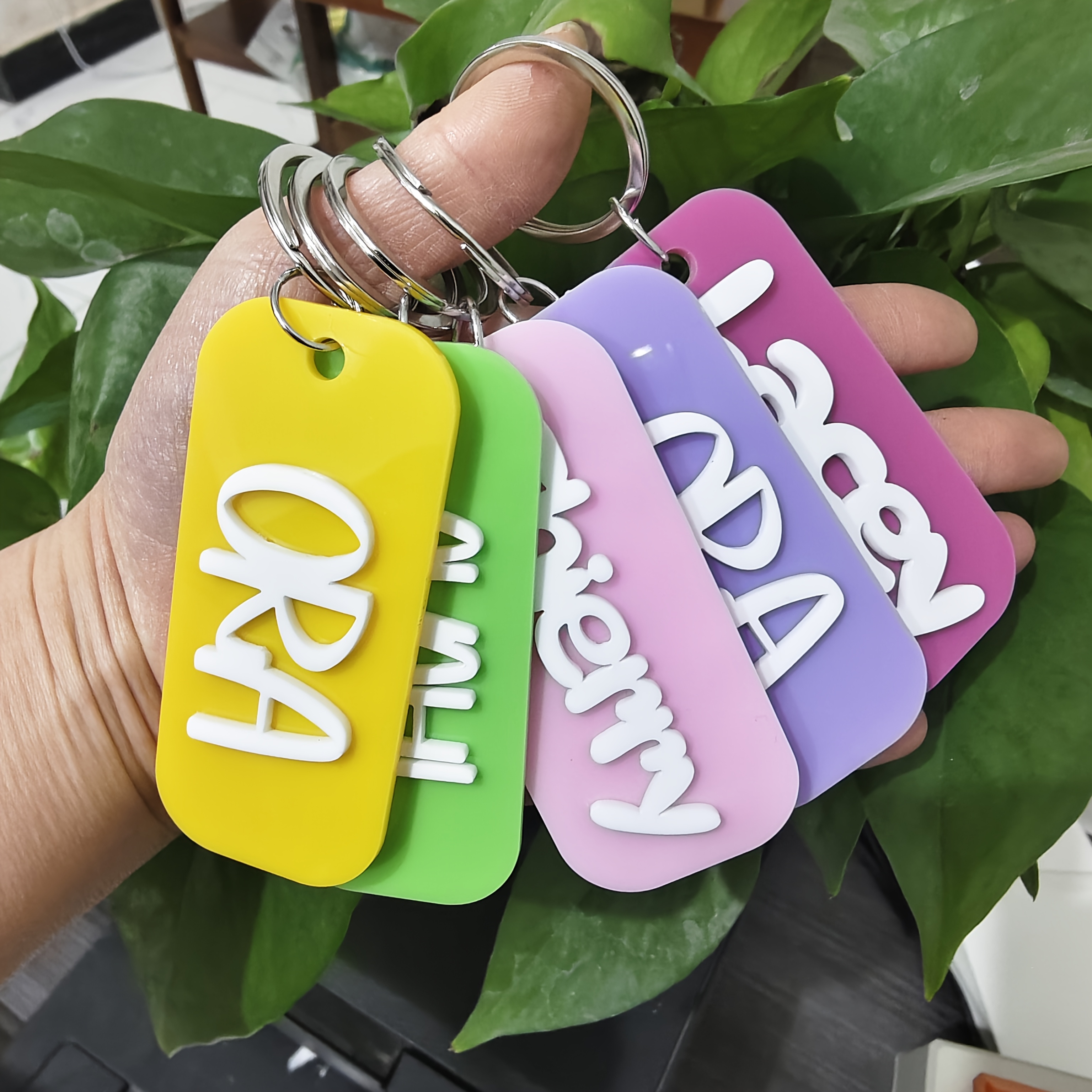 Personalized 3D Name Key Rings, Custom Acrylic Bag Tags