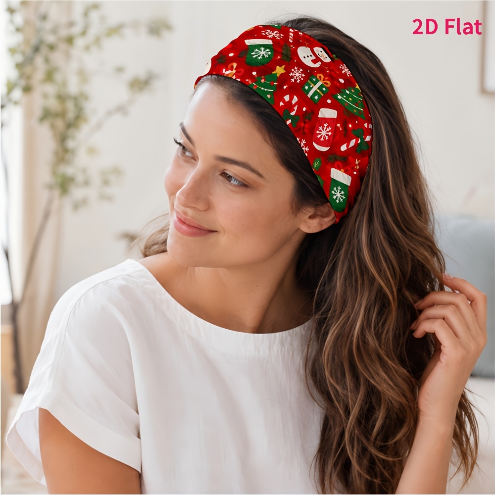 TEMU 2d Flat 1pc Tie, Christmas Snowman, Christmas Tree, And Gift Pattern, Suitable For Yoga/sports/daily Commuting/makeup And Skincare, Photo