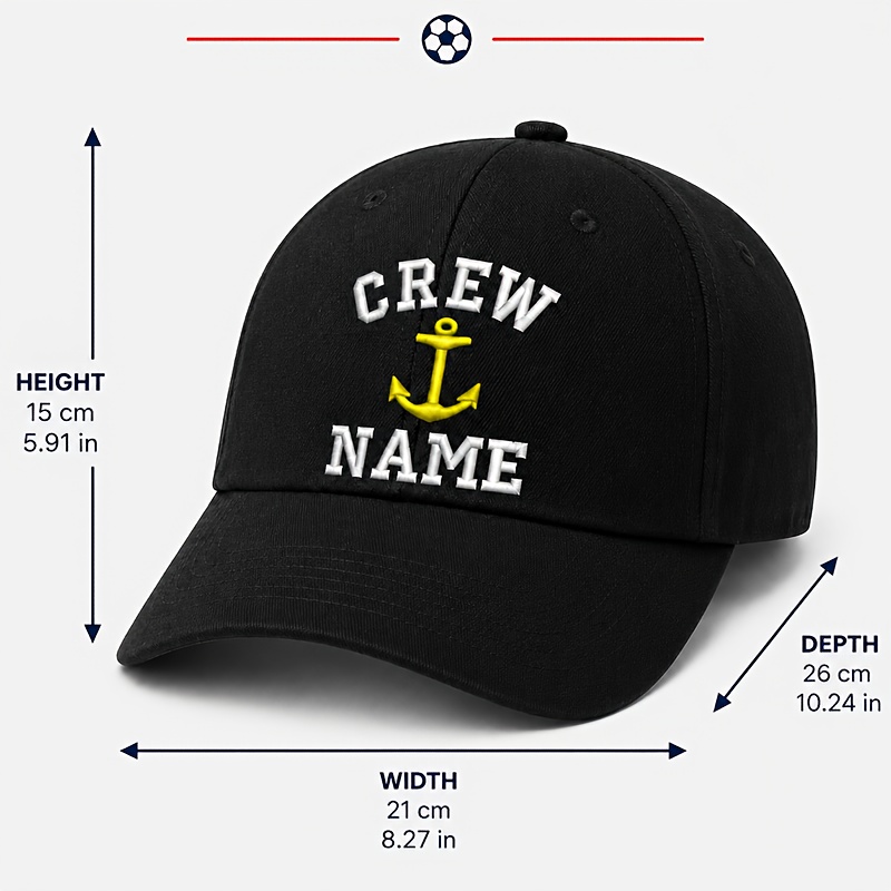 TEMU Personalized Nautical Baseball Cap For Men Women, Custom Name Anchor Embroidered Hat, Adjustable Boat Crew Captain Skipper Cap