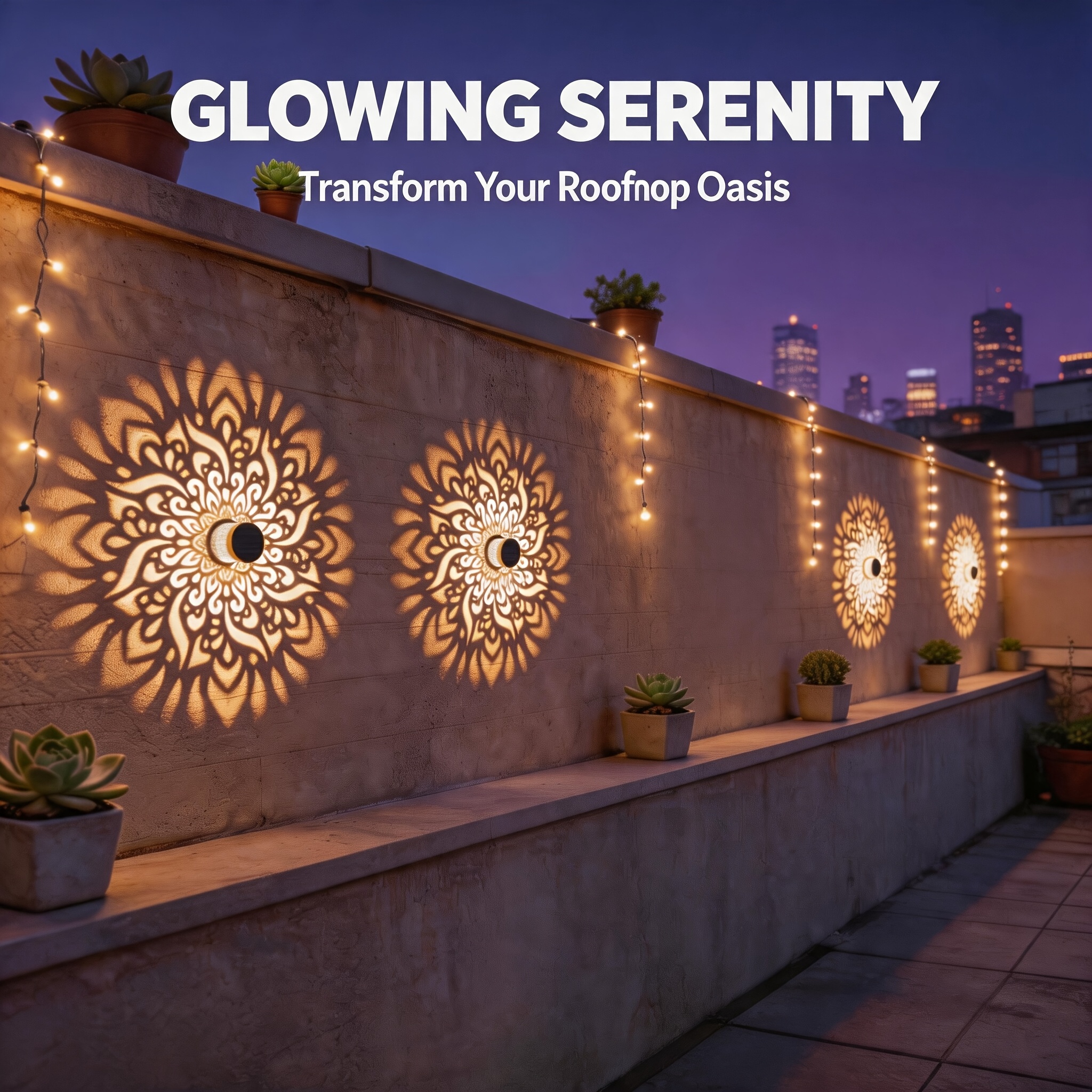 item picture 4pcs solar mandala lamp festive atmosphere decorative lights solar automatic charging dusk activation suitable for courtyards stairs holiday decorations and holiday gifts
