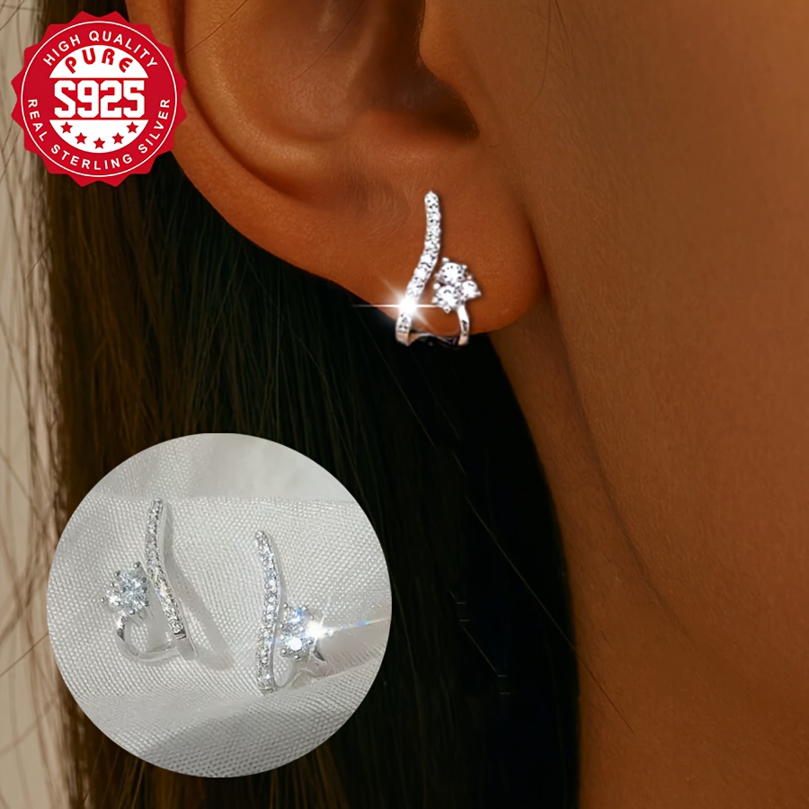 

1 Paire, Argent S925, Boucles d'oreille élégantes synthétique, , Plaqué argent, Hypoallergénique, 2,2 g, le et , Accessoire de toutes les