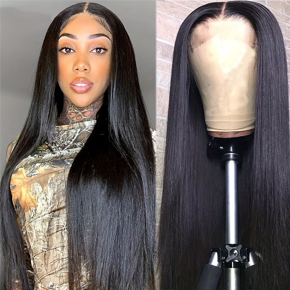 

150% Density Straight Hair 4x4 Lace Closure Wig Pre Plucked Natural Hairline Remy Lace Front Human Hair Wigs For Women