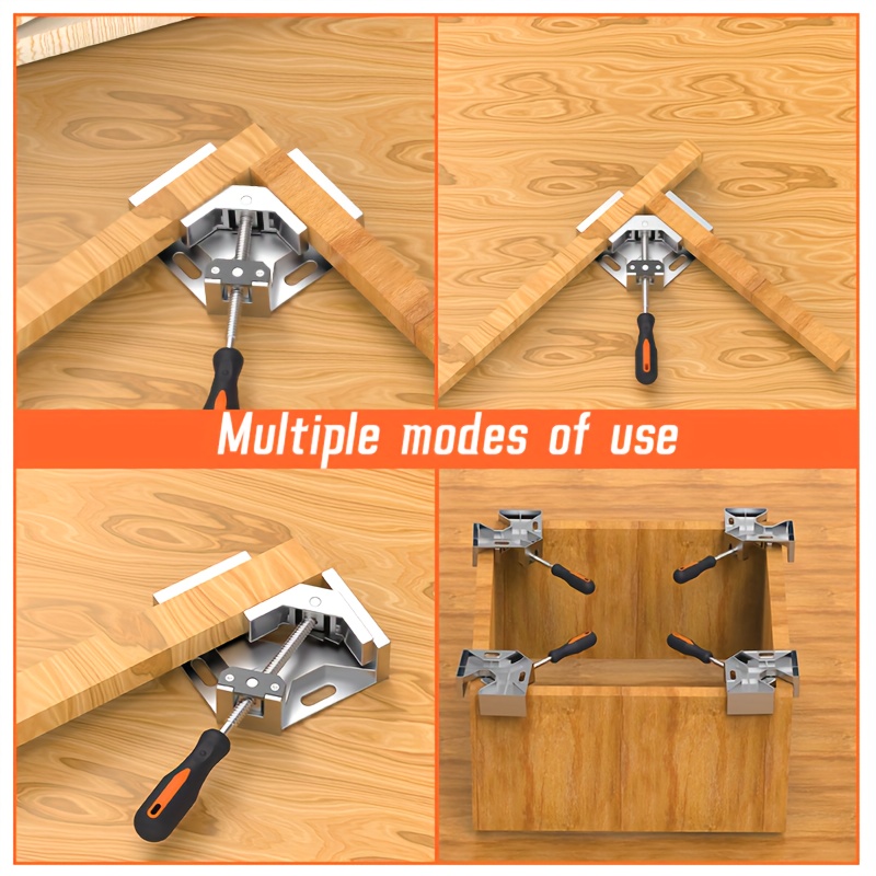 4 piece right angle clamp set for woodworking adjustable height non slip handles detachable surface compatible with drills and saws details 5