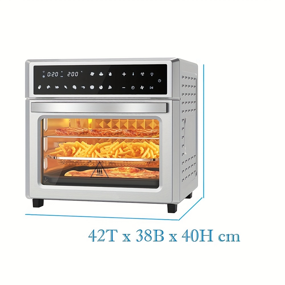 26L Hot Air Fryer XXL, Hot Air Oven With LED Touch Screen, 12-in-1 Stainless Steel Mini Oven With Convection, 7 Accessories, 1700 W Oil-Free Rotisserie Function Air Fryer Commercial Cooking Equipment Commercial Oven