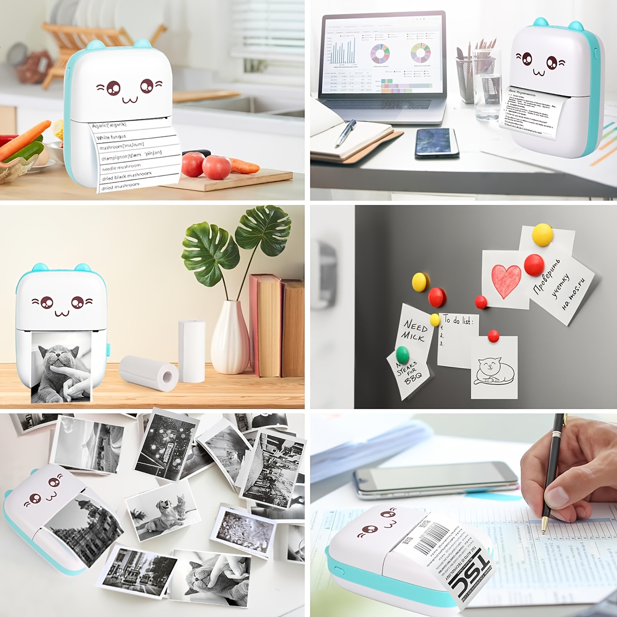 prijenosni bežični mini printer s bežičnom, usb i punjivom baterijom,   pastelni  , instant printanje putem aplikacije, kompatibilan s  /ios pametnim telefonima, tabletima, pametnim ekranima - kompaktni foto printer za dom,  , školu, putovanja, printanje samoljepljivih Pojedinosti o proizvodu 4