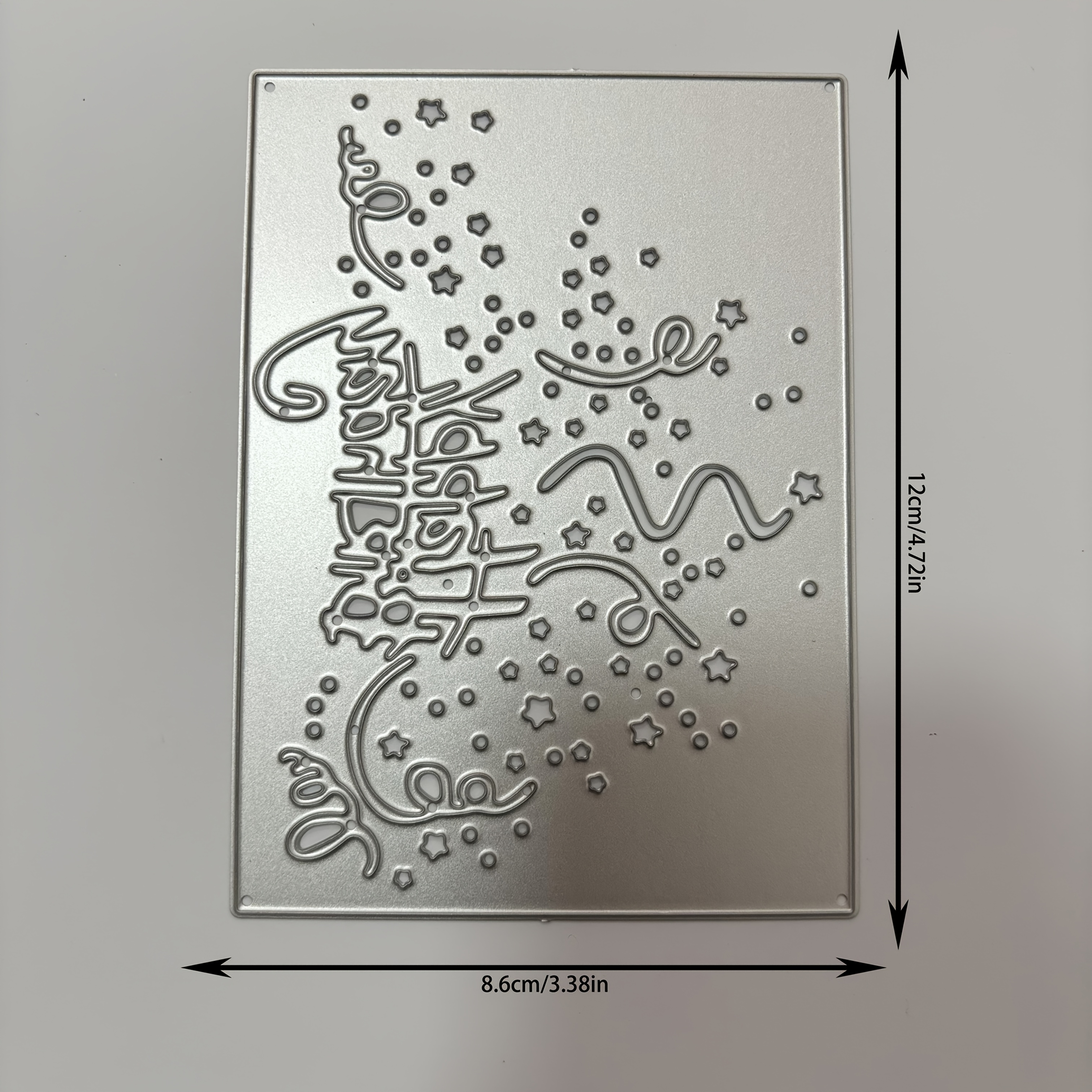 TEMU 1 Rectangle Greeting Card Celebration, Silvery Gray, Whimsical Theme Metal Cutting Die For Diy Scrapbooking, Embossing, Handmade Greeting Card