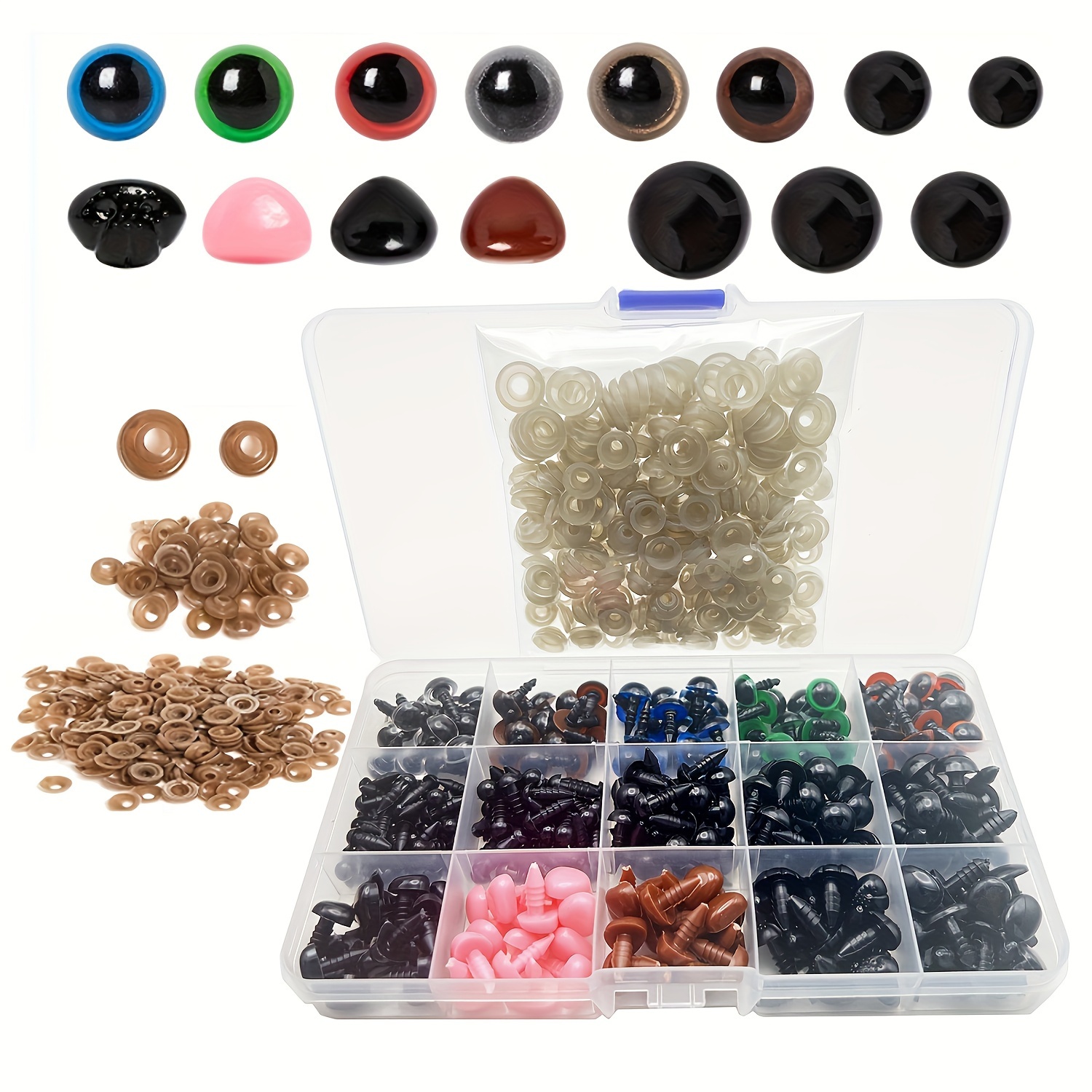 

558pcs Large Safety Eyes & Nose Set - , Vibrant Washers For Stuffed Animals, Dolls & Puppets - Perfect Diy Craft Supplies, Assorted Colors