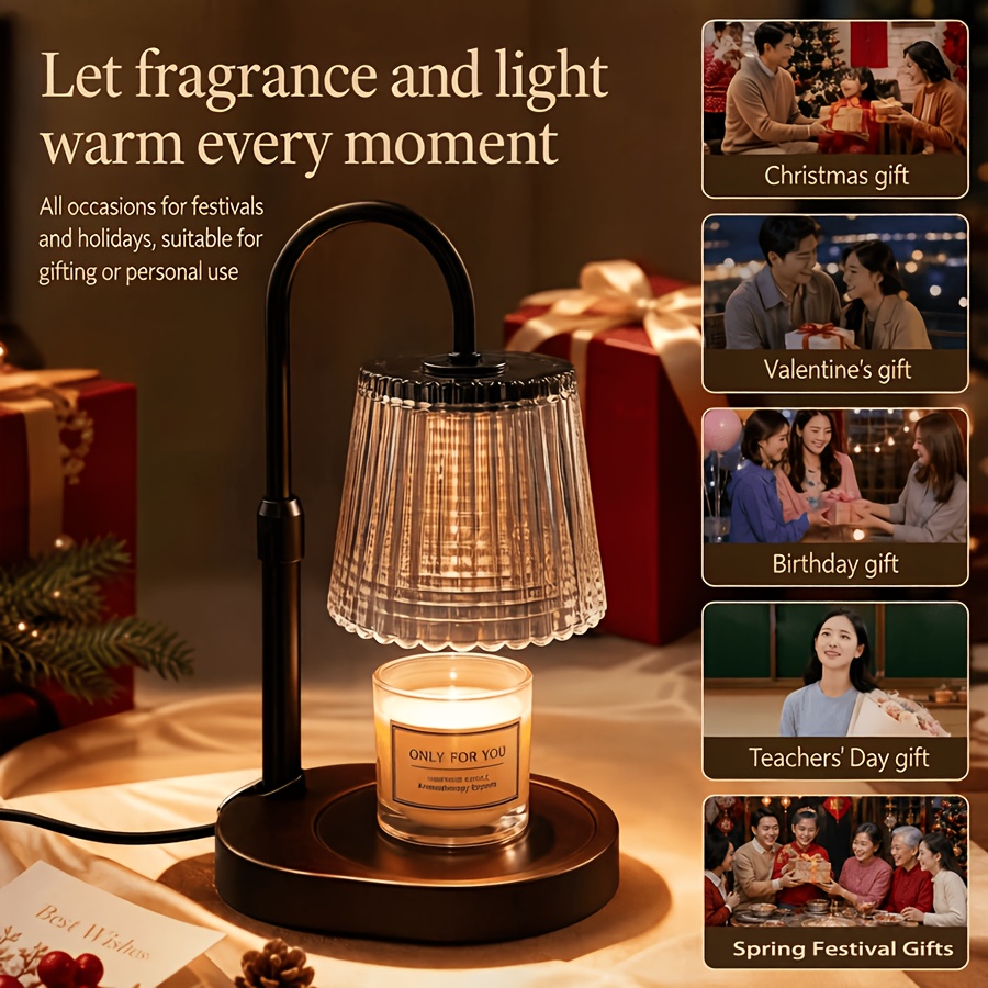 TEMU Candle Warmer Lamp With Timer & Dimmer - Vintage-style Wax Warmer For Scented Jar Candles, Perfect Birthday & Housewarming Gift For Women, Mom,