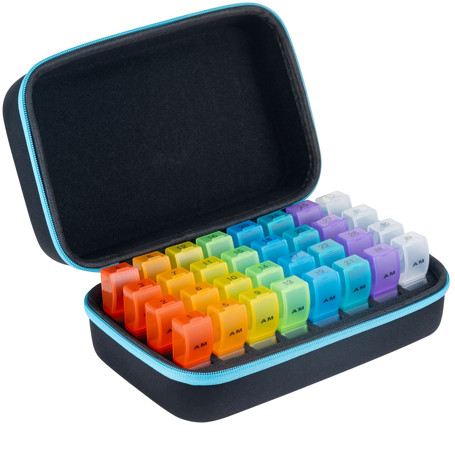 Image of Monthly Pill Organizer 2 Times A Day, Travel Pill Box Organizer With 32 Daily Compartments, Month Pill Box Organizer For Fish Oil, Vitamins, Supplements And Medications