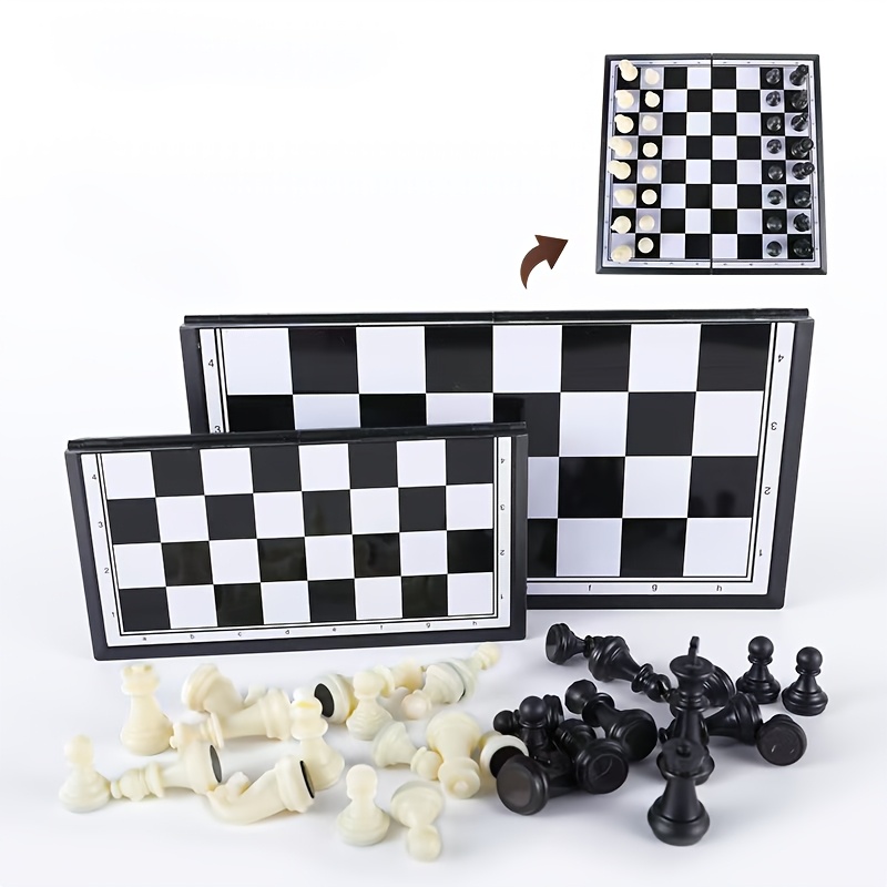 Magnetic Chess Folding for Easy Storage Magnetic Checkerboard Magnetic Chess Mini Portable Chess, Without Battery